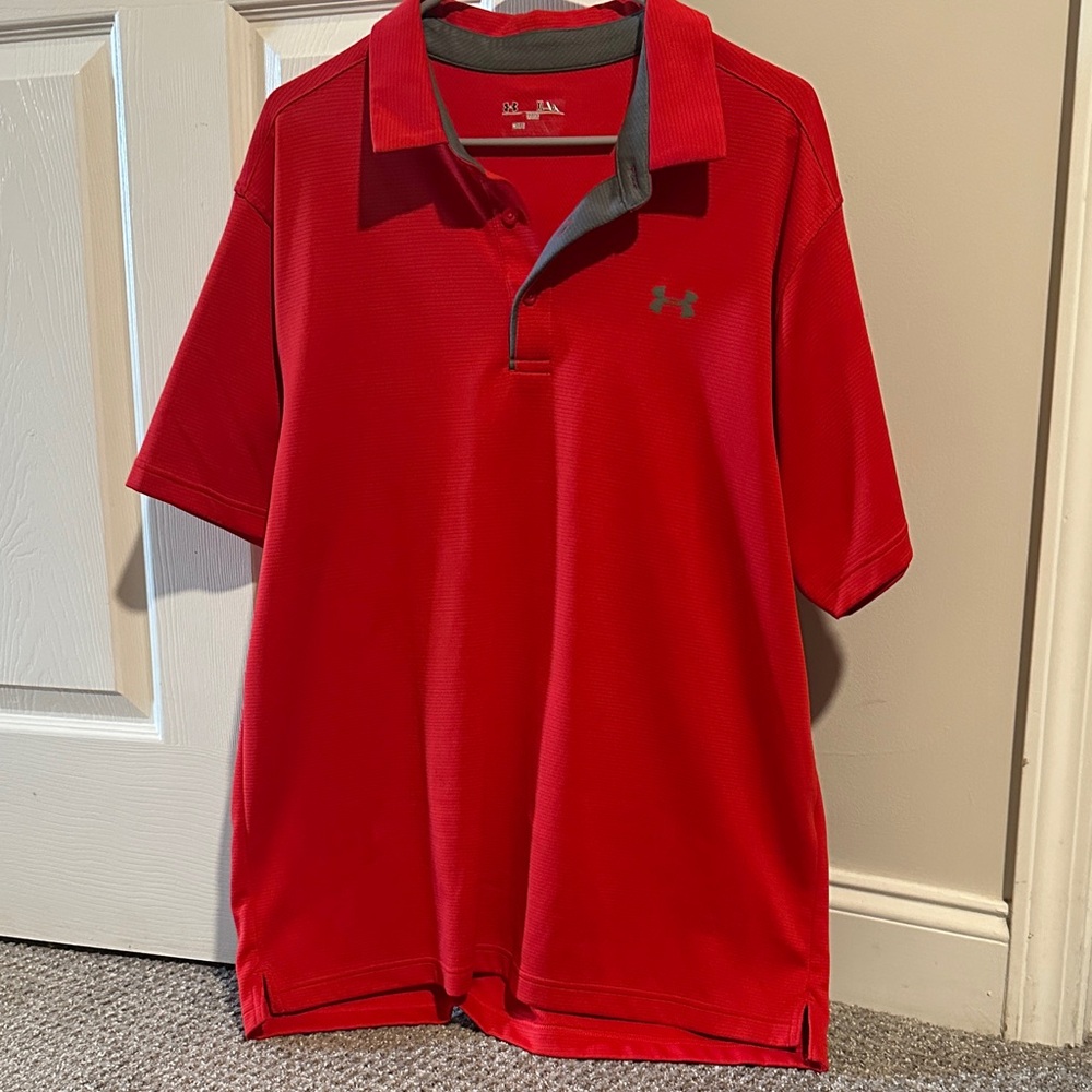 Under Armour Red Polo with Gray Trim